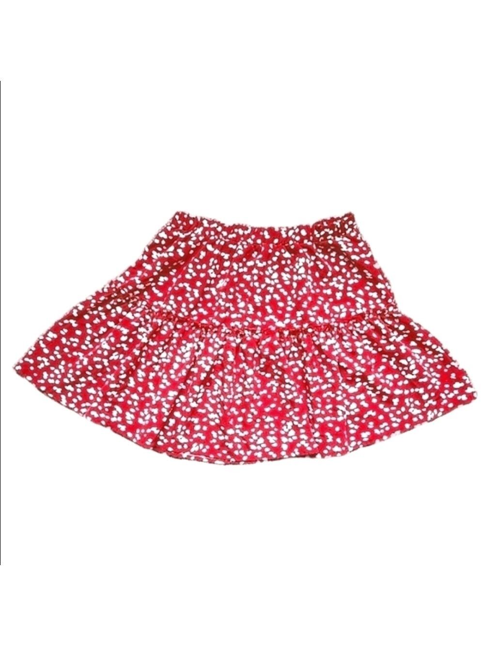 Polka Dot Tiered Ruffle Miniskirt Summer Flowy Coquette Boho Red White Small - Picture 2 of 5